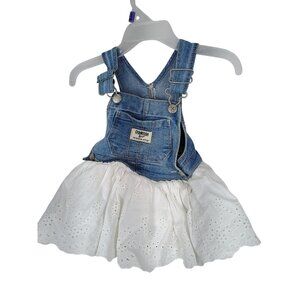 Oshkosh Baby Girl Overall Dress Eyelet‎ Skirt Size 12 Months
